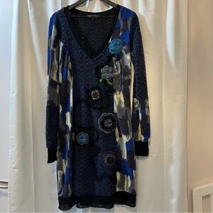 Kessley Mixed Media Knit Long Sleeve Sweater Dress - Size Medium